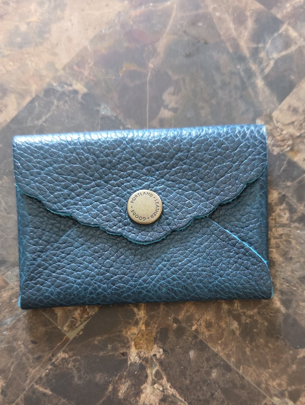 Portland Leather Mini Daisy Wallet in Caspian.